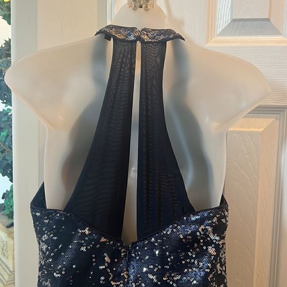 Gorgeous Women’s M cocktail New Years Eve Sequined Navy Blue Dress - Picture 9 of 16